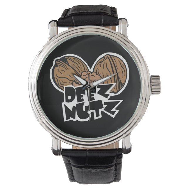 Deez Nutz Funny Illustratie Horloge (Voorkant)