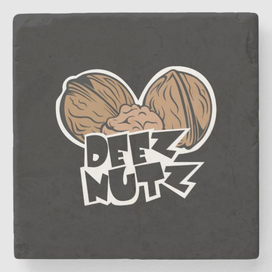 Deez Nutz Funny Illustratie Stenen Onderzetter (Voorkant)