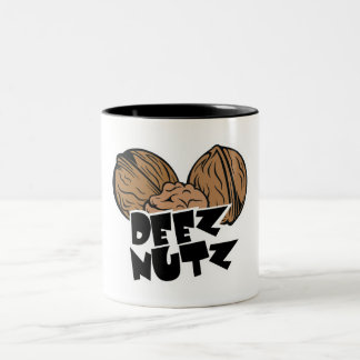 Deez Nutz Funny Illustratie Tweekleurige Koffiemok
