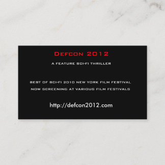 Defcon 2012, EEN FEATURE SCI-FI-THRILLER Visitekaartje