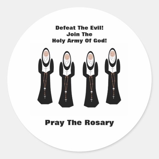 Defeat the evil...Pray the rosary Ronde Sticker (Voorkant)