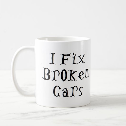 defecte auto's repareren koffiemok (Links)