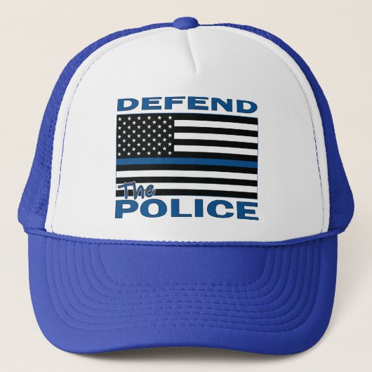 DEFEND-POLICE-Blue Line Flag Trucker Pet (Voorkant)