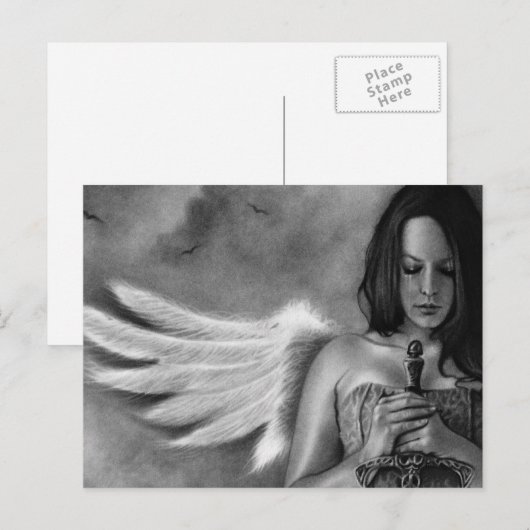 Defender Angel Girl Sword Briefkaart (Voorkant / Achterkant)