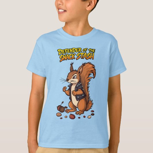 Defender of the Snack Stash Tough Squirrel Guardin T-shirt (Voorkant)