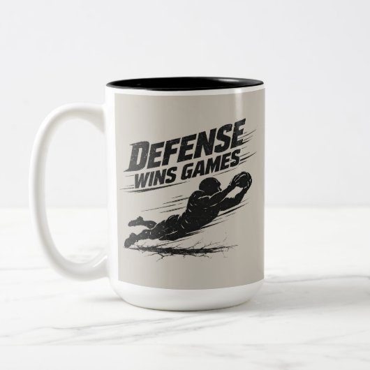 Defense Wins Games Tweekleurige Koffiemok (Links)