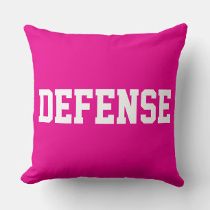 DEFENSE Wit sportief tekst op fel roze Kussen