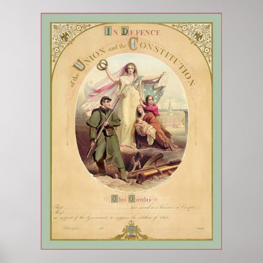 Defensie van de Unie en de Grondwet~ 1861 Poster (Voorkant)