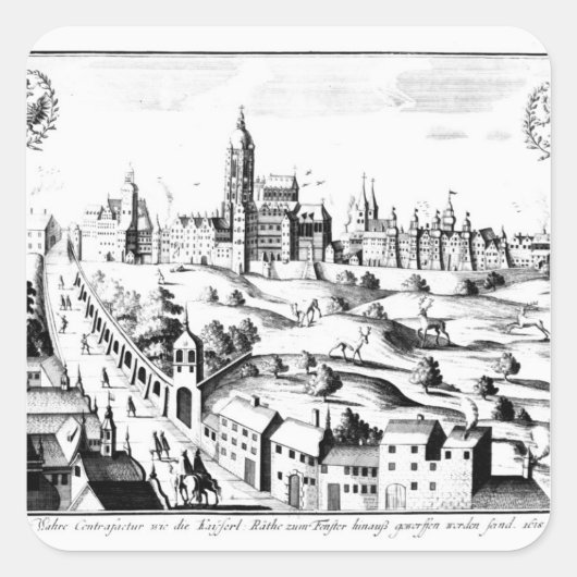 Defensie van Praag, 3 augustus 1618 Vierkante Sticker (Voorkant)