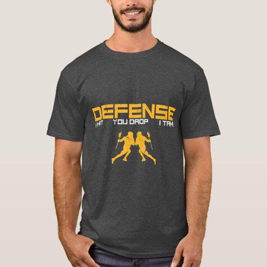 Defensieveer Stick Lacrosse Player Sports T-shirt (Voorkant)
