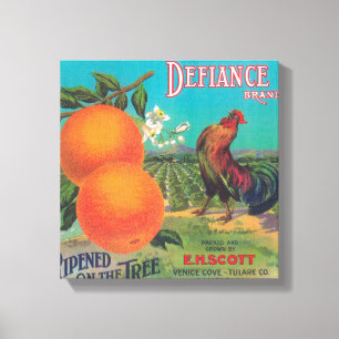 Defiance Oranje LabelVenice-cove, CA Canvas Afdruk