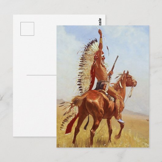 "Defiance" Westerne kunst van Frederic Remington Briefkaart (Voorkant / Achterkant)