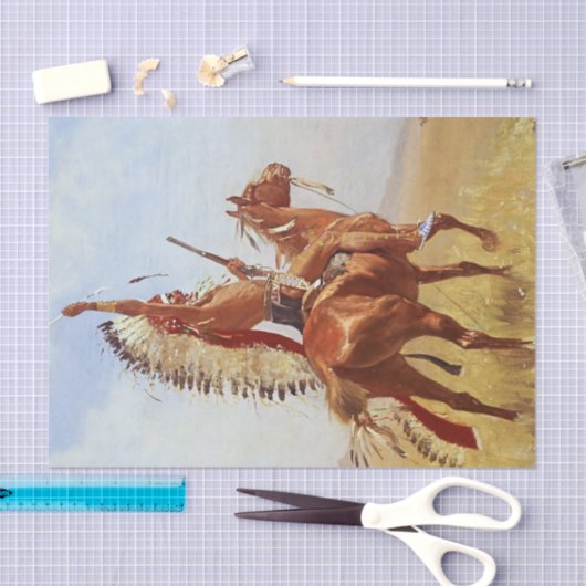 "Defiance" Westerne kunst van Frederic Remington Tissuepapier (Craft)