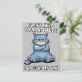 Defiant Blue Cat verwerpt houding Briefkaart (Staand voorkant)