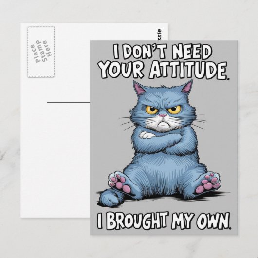 Defiant Blue Cat verwerpt houding Briefkaart (Voorkant / Achterkant)