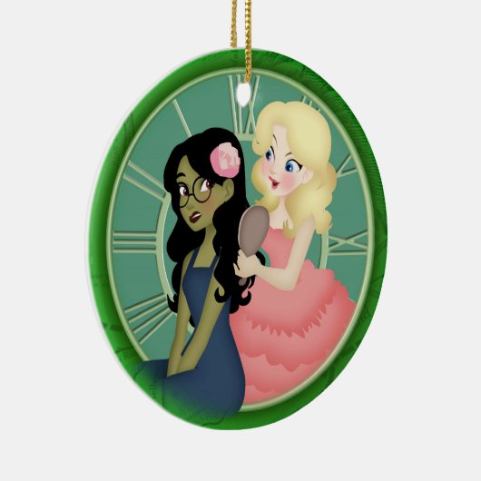 Definieer het afwassen van het groen keramisch ornament (Rechts)