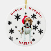 Definieer Naughty Beagle Dog Santa Hat Ornament (Voorkant)