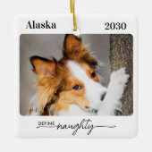 Definieer Naughty gepersonaliseerde grappige hond  Keramisch Ornament (Voorkant)