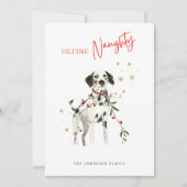 Definieer Naughty Waterverf Fun Dog Foto Kerst Feestdagenkaart (Voorkant)