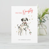 Definieer Naughty Waterverf Fun Dog Foto Kerst Feestdagenkaart (Staand voorkant)
