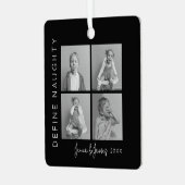 Definieer ondeugend | 4 Fotocollage Kerstboom Metalen Ornament (Voorkant links)