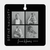 Definieer ondeugend | 4 Fotocollage Kerstboom Metalen Ornament (Achterkant)