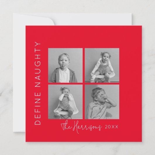 Definieer ondeugend | 5 Fotocollage Kerstmis Feestdagenkaart (Voorkant)