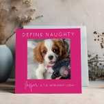 Definieer ondeugend | 5 Fotocollage | Kerstmis Feestdagenkaart<br><div class="desc">Stuur dit jaar feestvreugde met een gepersonaliseerde roze kerstkaart! Ons ontwerp is voorzien van een groot afbeelding met jouw naam,  familienaam en het jaar,  plus een levendige fotocollage van vier extra foto's op de achterkant. Klaar om ondeugend te definiëren? Stuur deze feestelijke kaart en laat het plezier beginnen!</div>