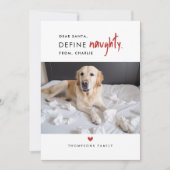 Definieer ondeugend | Funny Dog Foto Kerstmis Kaar Feestdagenkaart (Voorkant)