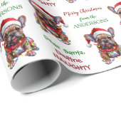 Definieer ondeugende Santa Frenchie Kerstmis Cadeaupapier (Rol Hoek)