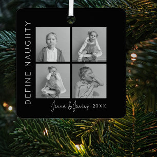 Definieer Stout 4 Foto Collage Kerstboom Metalen Ornament