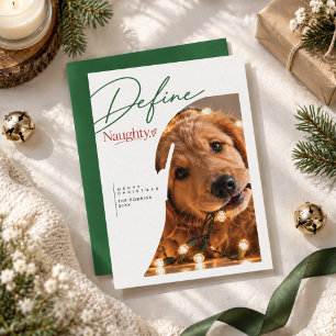 Definieer Stoute Groene Scriptie Grappige Hond Ker Feestdagenkaart