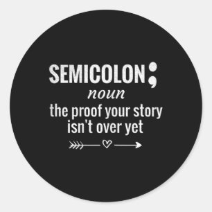 Definitie Bewustzijn Semicolon Zelfmoordpreventie Ronde Sticker