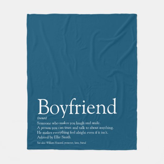 Definitie Boyfriend Cool Fun Blauw Fleece Deken (Voorkant)