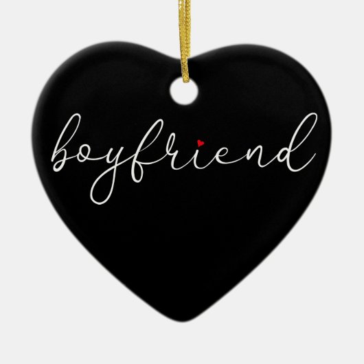 Definitie Boyfriend Elegant Script Hart Liefde Keramisch Ornament (Voorkant)