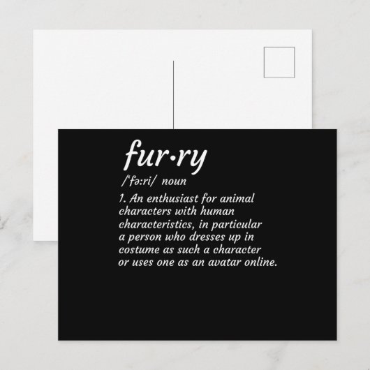 Definitie Furry Fandom Furry Design Cosplay Briefkaart (Voorkant / Achterkant)