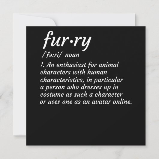 Definitie Furry Fandom Furry Design Cosplay Kaart (Voorkant)