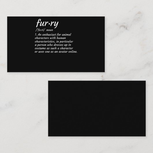 Definitie Furry Fandom Furry Design Cosplay Visitekaartje (Voorkant / Achterkant)