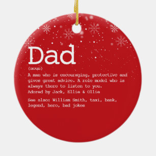 Definitie Kerstmis Winter Sneeuwvlokken Rood Papa Keramisch Ornament