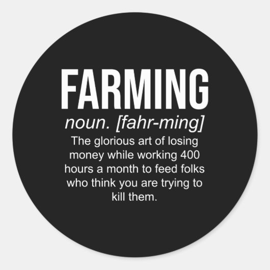 Definitie Landbouw Fun Farmer Ronde Sticker (Voorkant)