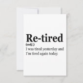 Definitie na pensionering Funny Retirement Exausun Bedankkaart (Voorkant)