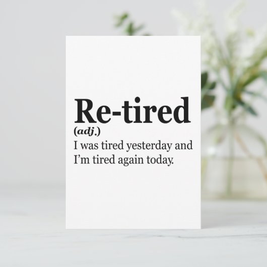 Definitie na pensionering Funny Retirement Exausun Bedankkaart (Staand voorkant)
