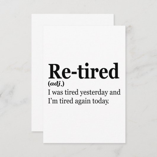 Definitie na pensionering Funny Retirement Exausun Bedankkaart (Voorkant / Achterkant)