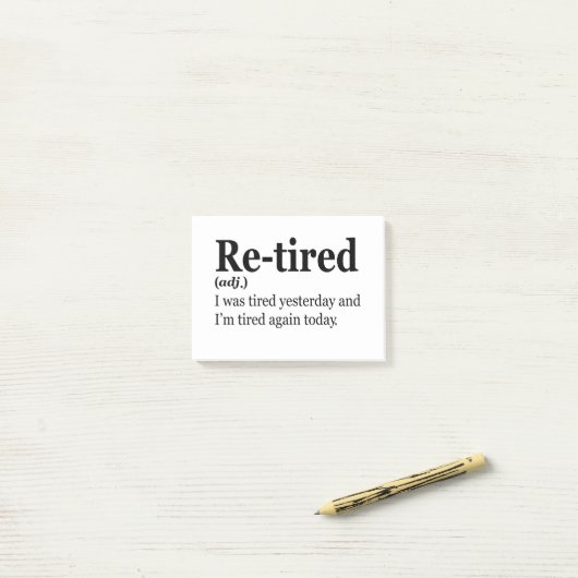 Definitie na pensionering Funny Retirement Exausun Post-it® Notes (Op bureau)