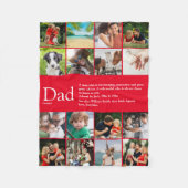 Definitie Papa Cadeau 16 Foto Collage Rood Klein Fleece Deken (Voorkant)