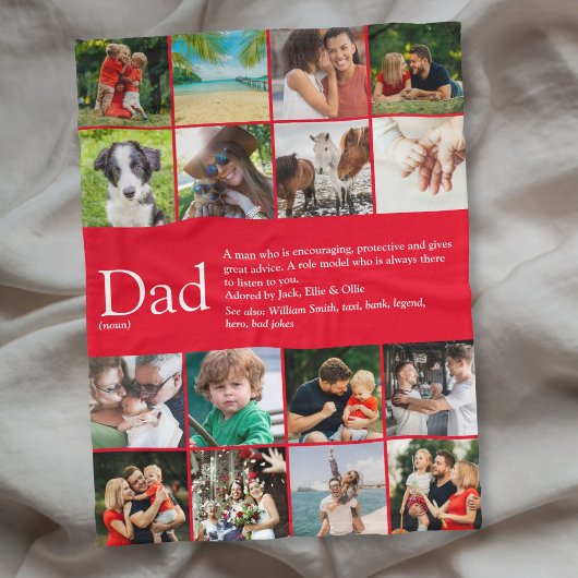 Definitie Papa Cadeau 16 Foto Collage Rood Klein Fleece Deken