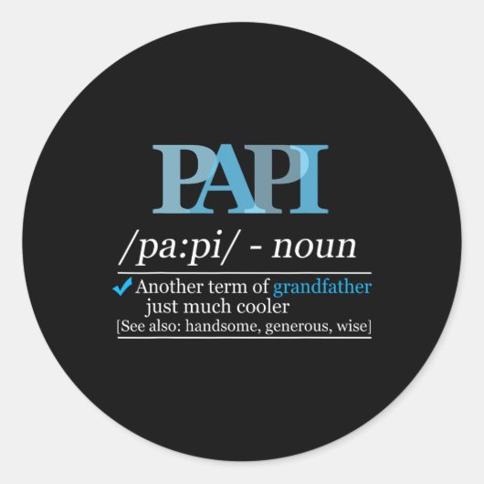 Definitie Papi Funny Grandpa Dad Fathers Day Chri Ronde Sticker (Voorkant)