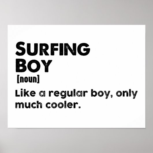 Definitie Surfende Jongen Funny Surf Sport Surfer Poster (Voorkant)