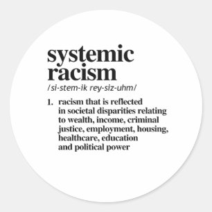 Definitie systeemracisme ronde sticker