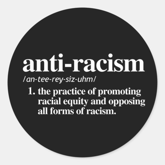 Definitie tegen racisme ronde sticker (Voorkant)
